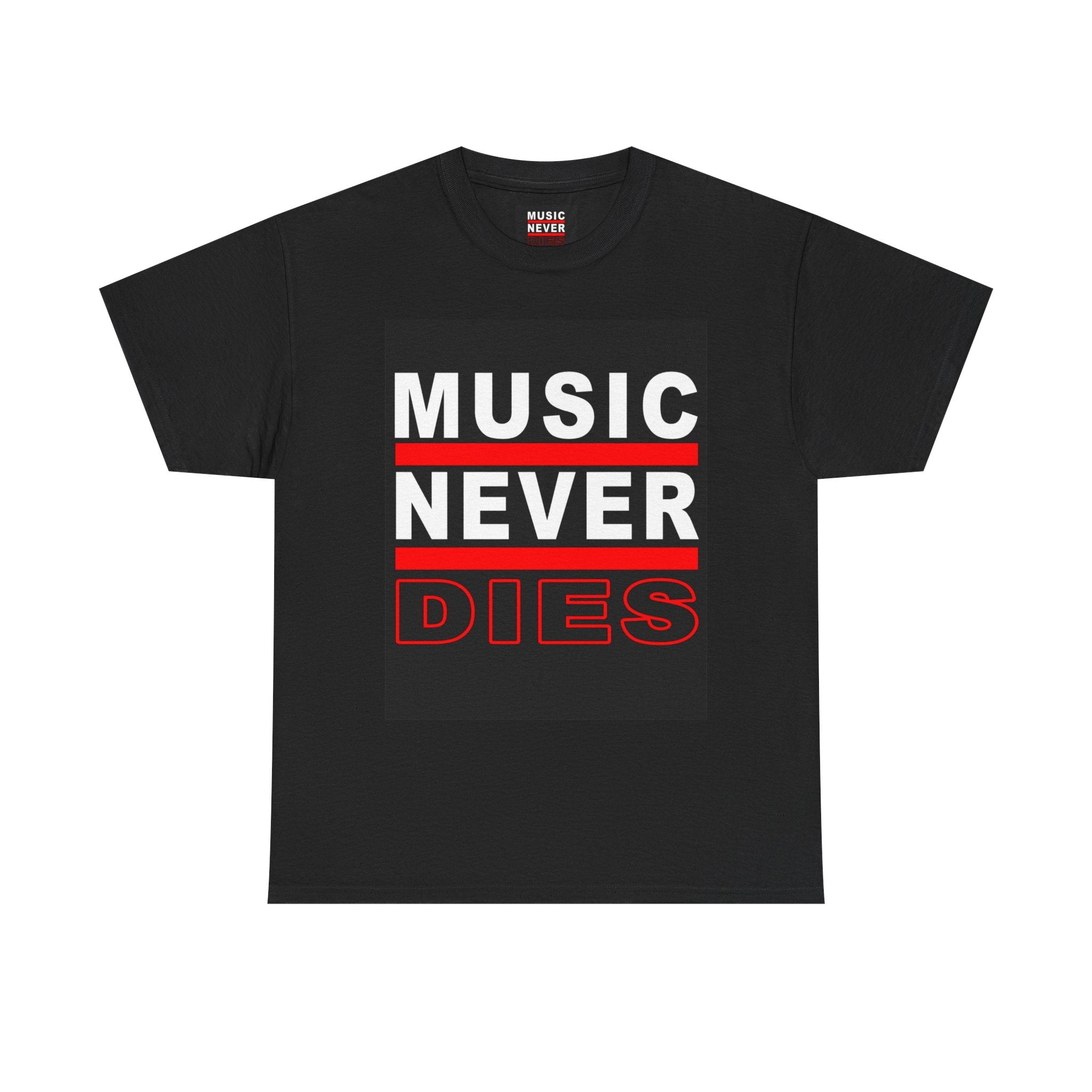 Unisex Heavy Cotton Tee - Music Never Dies, Music Lover Gift, Band Tee, Casual Wear, Vintage Style